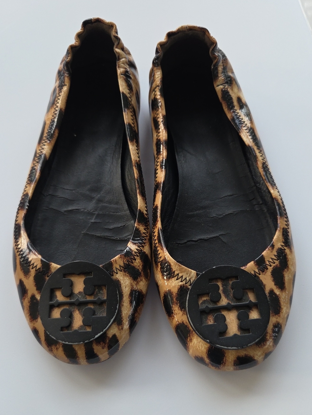 Tory Burch Leopard-Pattern Reva Ballet Flats - Black & Brown